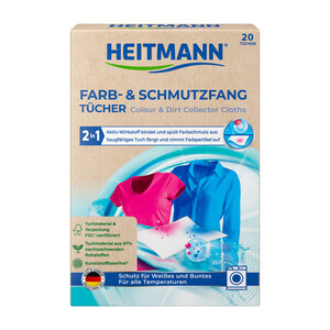 Салфетки для предотвращения случайной окраски тканей при машинной стирке Heitmann 20 штук