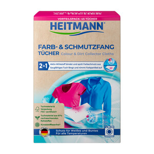 Салфетки для предотвращения случайной окраски тканей при машинной стирке Heitmann 45 штук